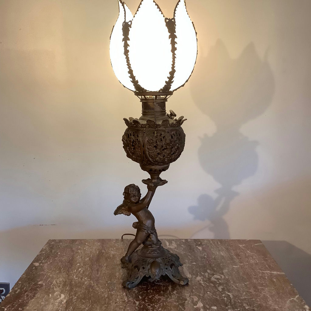 Antique Rococo Cherub Lamp - image 1 of 10