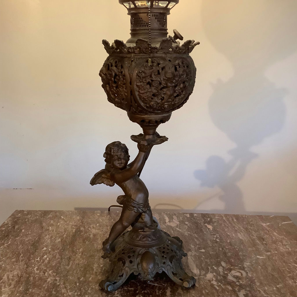 Antique Rococo Cherub Lamp - image 3 of 10