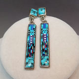 Chester Nez + James Mason Navajo Sterling / Micro Inlay Earrings - thumbnail 1 of 4