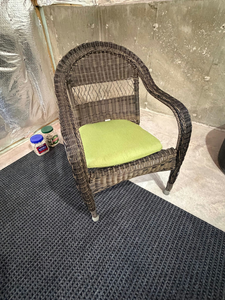 Castelle Aluminum Patio Table, Umbrella, & Wicker Arm Chairs - image 4 of 4