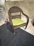 Castelle Aluminum Patio Table, Umbrella, & Wicker Arm Chairs - thumbnail 4 of 4