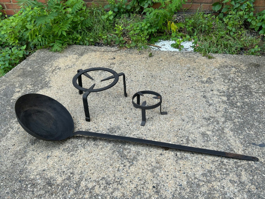 Antique French Cast Iron Skillet and Pot Stands  - image 1 of 7