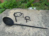 Antique French Cast Iron Skillet and Pot Stands - thumbnail 1 of 7