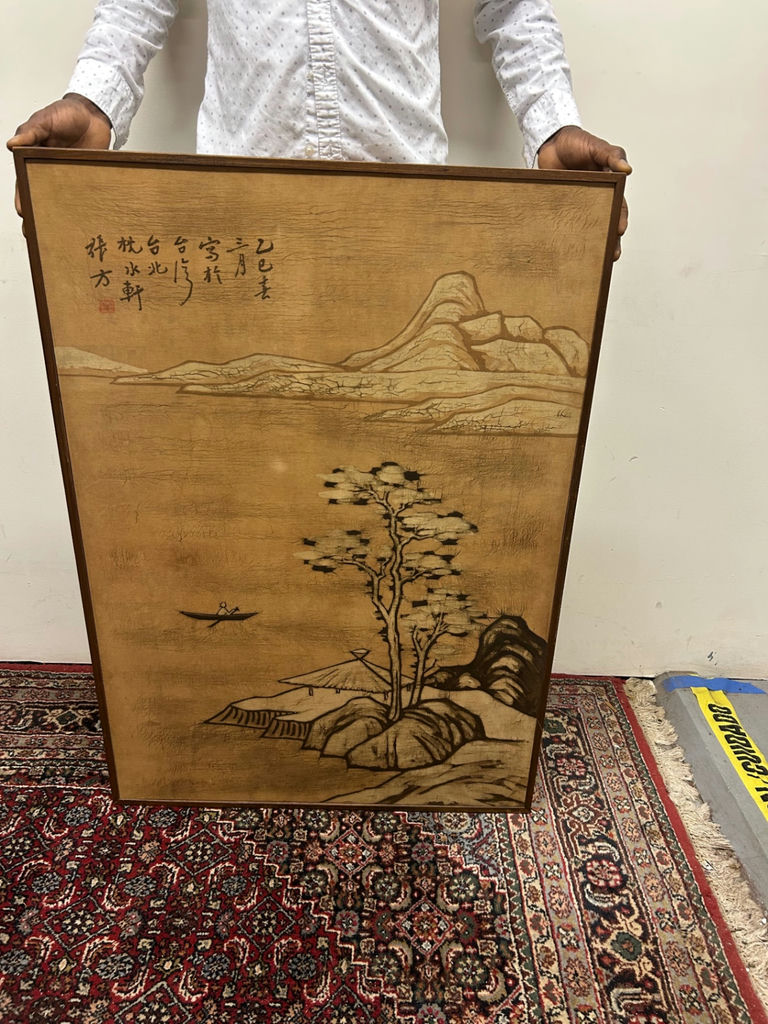 Japanese River Landscape Painting Signed - image 2 of 6
