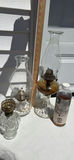 Five Vintage Glass Oil Lamps, Four Chimneys and Lamp Oil Bottle - thumbnail 8 of 21