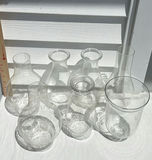 Seven Clear Vintage Glass Lamp Chimneys and Shades - thumbnail 4 of 5