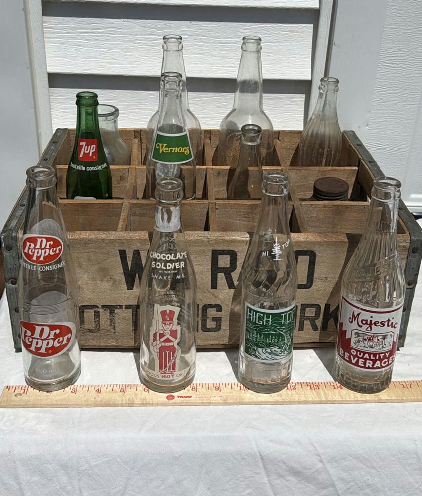 Wargo Bottling Works Wooden Crate with 12 Assorted Vintage Glass Bottles - image 5 of 8