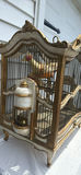 Ornate Vintage Wooden and Metal Birdcage with Decorative Birds - thumbnail 3 of 17