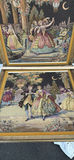 Pair of Framed Tapestry Artworks with Classical Garden Dance Scenes - thumbnail 2 of 14