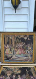 Pair of Framed Tapestry Artworks with Classical Garden Dance Scenes - thumbnail 1 of 14