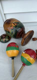 Hand-Painted Wooden Urn, Carved Anchor Wheel Decor, and Two Maracas - thumbnail 7 of 9