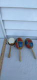 (3) Items - Wooden Hand-Painted Maracas, Surfboard And Drum - thumbnail 1 of 9