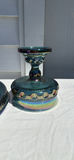 Vintage Iridescent Carnival Glass Deviled Egg Relish Plate and Pedestal Bowl Set - thumbnail 9 of 12