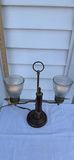 Antique Two-Light Table Lamp with Glass Shades - thumbnail 1 of 6