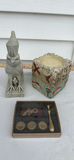 Egyptian-Style Falcon Statue, Carved Pillar Candle Holder, and Bombay Wax Seal Set - thumbnail 1 of 14