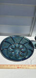 Vintage Iridescent Carnival Glass Deviled Egg Relish Plate and Pedestal Bowl Set - thumbnail 10 of 12