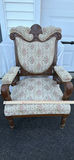 Vintage Carved Wooden Upholstered Armchair - thumbnail 9 of 15