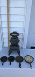 Vintage Arnel’s Pottery Comfort Potbelly Stove with Four Cast Iron Skillets - thumbnail 2 of 12