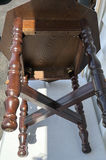 Vintage Octagonal Wooden Side Table with Green Leather Top - thumbnail 9 of 10