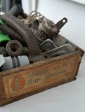 Vintage Wooden Box with Assorted Vintage Hardware and Tool Parts - thumbnail 2 of 8