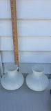 Two Vintage Frosted Glass Lamp Shades and Two Brass Wall Sconce Fixtures - thumbnail 1 of 12