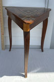 Vintage Triangular Inlaid Wooden Side Table with Hinged Top - thumbnail 1 of 8