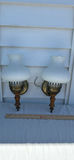 Two Vintage Frosted Glass Lamp Shades and Two Brass Wall Sconce Fixtures - thumbnail 10 of 12