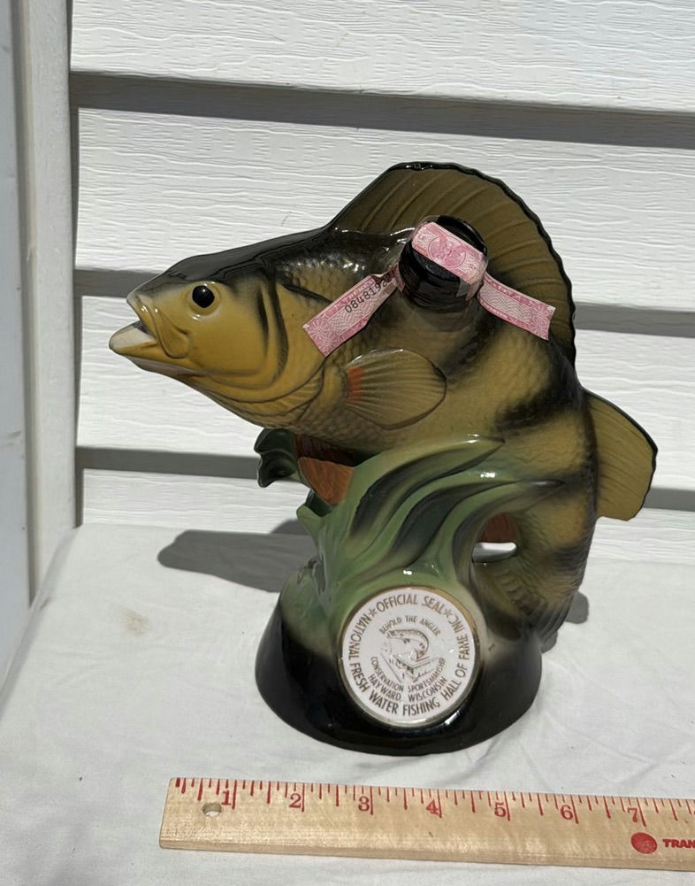 Vintage 1980 Beam Kentucky Straight Burbon Whiskey Perch Fish-Shaped Decanter - image 2 of 8