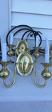Group Of Four Brass Two-Arm Wall Sconces And Eight Sconce Shades - thumbnail 1 of 25