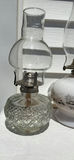 Five Vintage Glass Oil Lamps, Four Chimneys and Lamp Oil Bottle - thumbnail 3 of 21