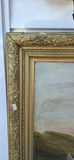 Large Antique Framed Landscape Painting with River and Sailboats - thumbnail 6 of 16