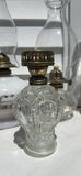 Five Vintage Glass Oil Lamps, Four Chimneys and Lamp Oil Bottle - thumbnail 7 of 21