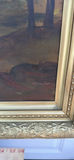 Large Antique Framed Landscape Painting with River and Sailboats - thumbnail 5 of 16
