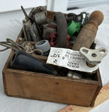 Vintage Wooden Box with Assorted Vintage Hardware and Tool Parts - thumbnail 6 of 8