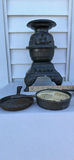 Vintage Arnel’s Pottery Comfort Potbelly Stove with Four Cast Iron Skillets - thumbnail 12 of 12