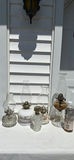 Five Vintage Glass Oil Lamps, Four Chimneys and Lamp Oil Bottle - thumbnail 2 of 21