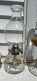 Five Vintage Glass Oil Lamps, Four Chimneys and Lamp Oil Bottle - thumbnail 5 of 21