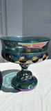 Vintage Iridescent Carnival Glass Deviled Egg Relish Plate and Pedestal Bowl Set - thumbnail 2 of 12