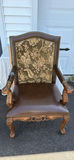 Vintage Upholstered Wooden Armchair - thumbnail 1 of 16