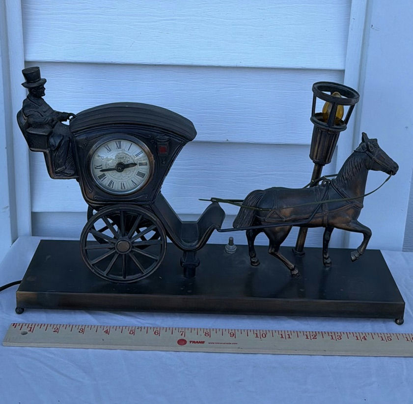 Vintage United Metal Goods Horse-Drawn Carriage Mantel Clock - image 1 of 15