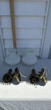 Two Vintage Frosted Glass Lamp Shades and Two Brass Wall Sconce Fixtures - thumbnail 3 of 12