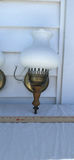 Two Vintage Frosted Glass Lamp Shades and Two Brass Wall Sconce Fixtures - thumbnail 12 of 12