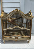 Ornate Vintage Wooden and Metal Birdcage with Decorative Birds - thumbnail 1 of 17