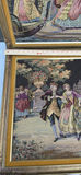 Pair of Framed Tapestry Artworks with Classical Garden Dance Scenes - thumbnail 6 of 14