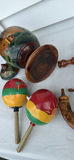Hand-Painted Wooden Urn, Carved Anchor Wheel Decor, and Two Maracas - thumbnail 9 of 9