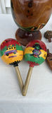 Hand-Painted Wooden Urn, Carved Anchor Wheel Decor, and Two Maracas - thumbnail 4 of 9