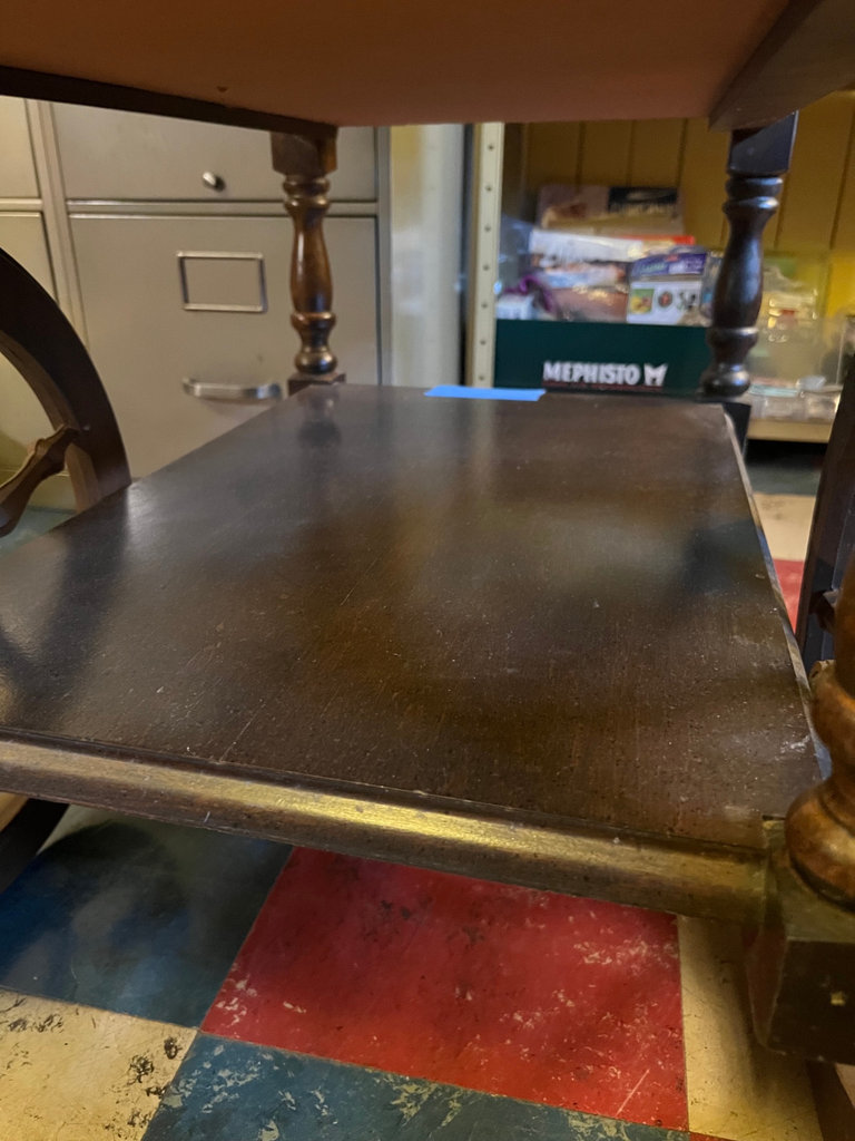 Vintage wooden rolling tea bar cart drop leaf side table w drawer tray - image 12 of 15