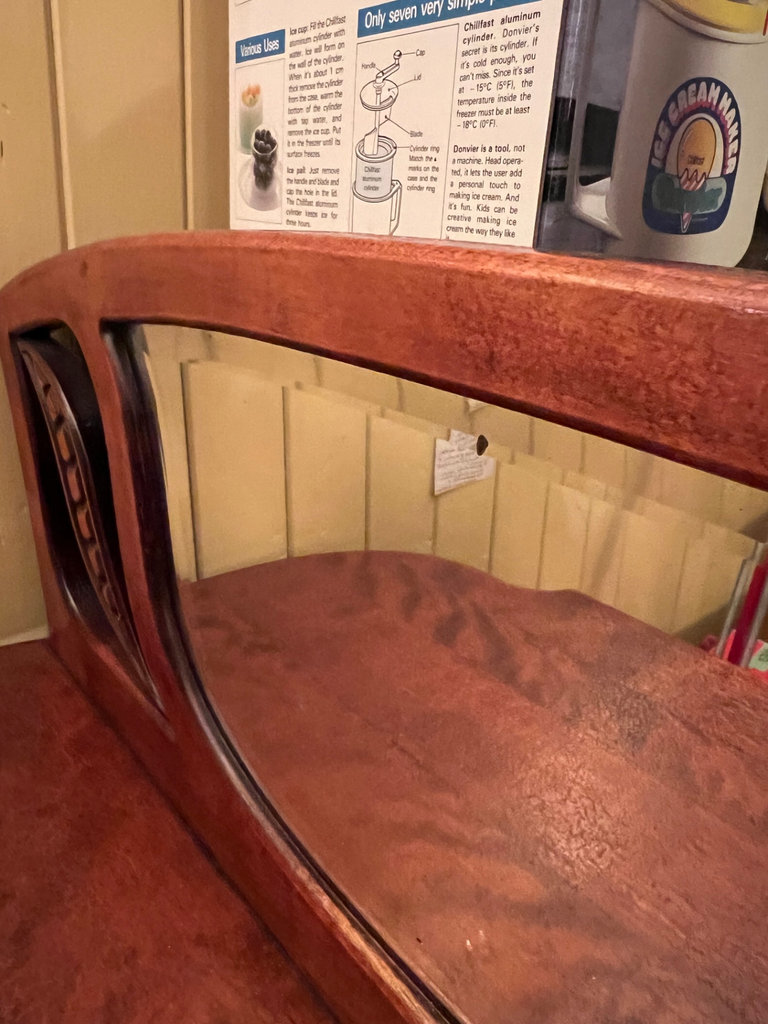 Antique Victorian mahogany etagere 3-tier shelf with beveled mirror and curved legs - image 4 of 12