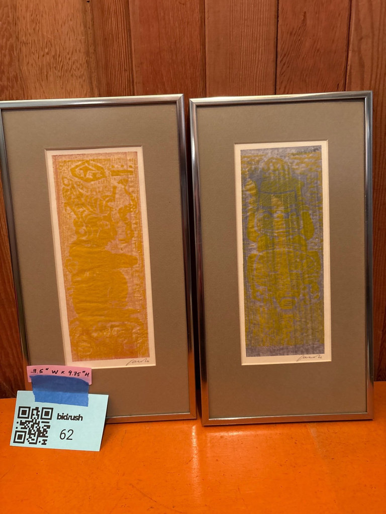 Pair of block painting art pieces - Signed - image 1 of 5