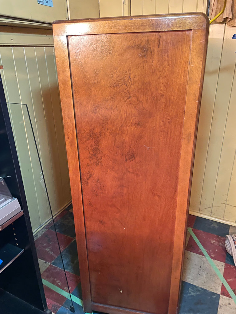 Four-drawer walnut dresser with chevron veneer - image 11 of 13